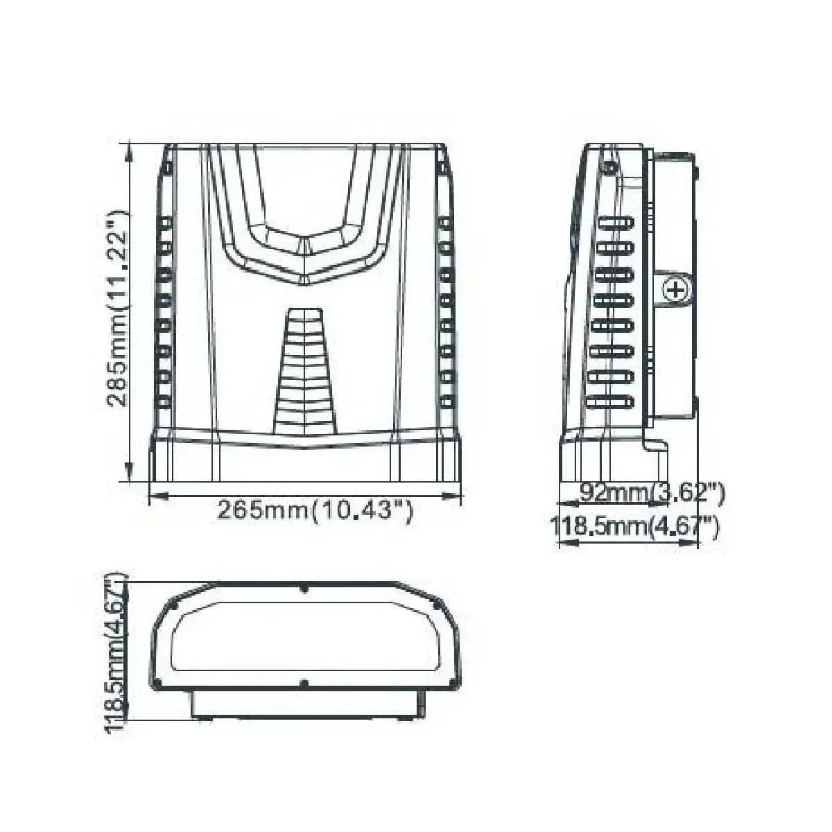 תרשים מידות של Wall Pack M