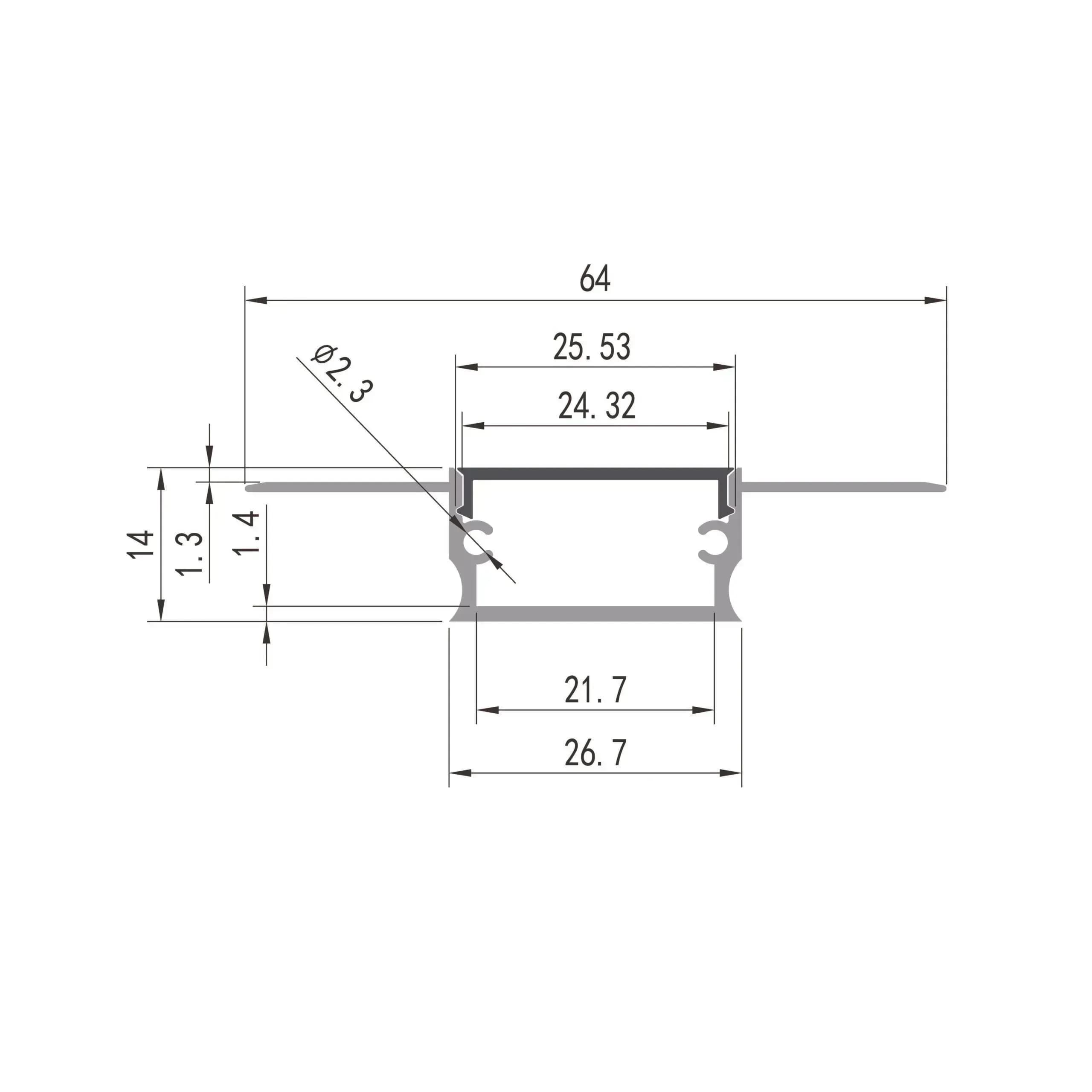 תרשים מידות של SYSTEM TRIMLESS 17/24